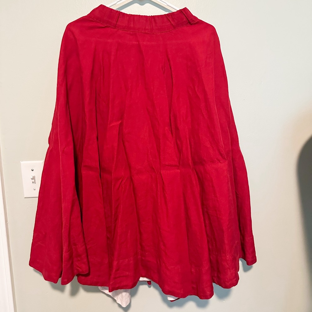 Son de Flor Red Classic Linen Skirt